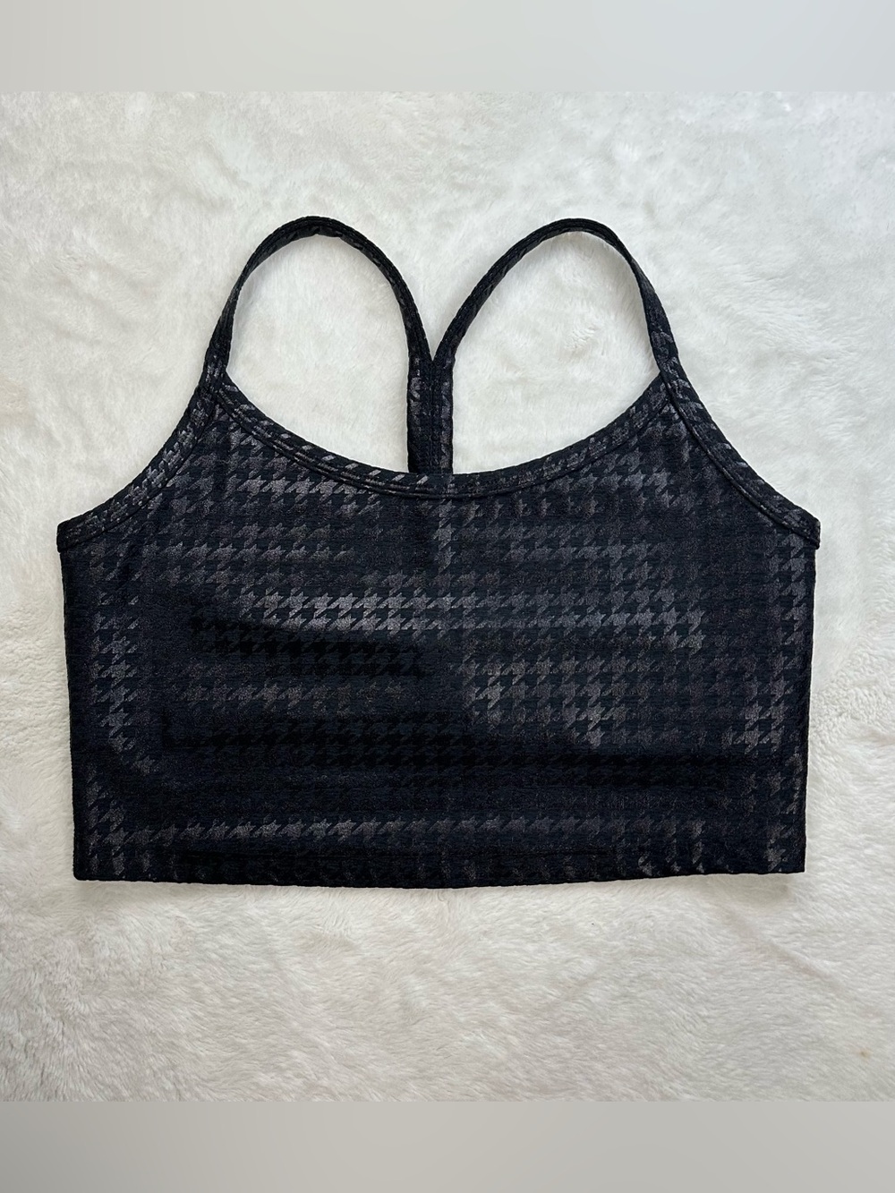 Beyond Yoga Slim Racerback High Cropped Tank Black Houndstooth Size Large